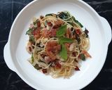 รูปขั้นตอนการทำที่ 2 ของ "สปาเกตตีเบคอนพริกกระเทียม" Chilli Garlic Spaghetti with Bacon