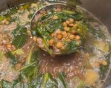 A picture of step 4 of Lebanese style lemony brown lentil, potato and spinach soup.