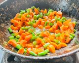A picture of step 1 of Vegetable Chinese fried rice.