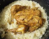 A picture of step 7 of Mandi rice as Saudi.