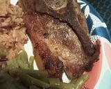 A picture of step 2 of Seared Pork in a cast iron skillet/ The belly buster.