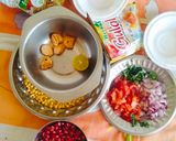 A picture of step 1 of Kurkuri Mathri Chaat 🎉🎉.