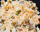 A picture of step 3 of Omrice or fried rice.