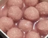 A picture of step 5 of Chenna balls in rose milk sauce.