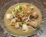 Gambar langkah 10 resipi Soto Tulang Ayam.