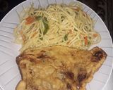 Foto del paso 4 de la receta: Marinera o escalope con verduras salteadas y fideos