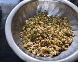 A picture of step 3 of Whole Green Moong sprouts vegetables salad.