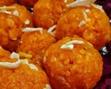 A picture of step 6 of Motichoor laddoo.