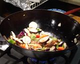 A picture of step 5 of Shrimp with Shiitake Mushrooms, Chinese Eggplant, and Chinese Noodles.