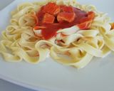 Foto del paso 1 de la receta: Fideos con salsa roja y pollo 🍝