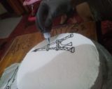 A picture of step 2 of Eiffel Tower Cake.
