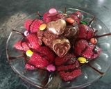 A picture of step 1 of Fudgy Brownie with strawberry.