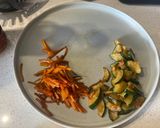 A picture of step 3 of Korean Bibimbap (Vegetarian).