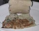 A picture of step 3 of Yam with veg egg.