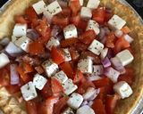 A picture of step 2 of ‘Greek salad’ quiche.