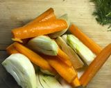 A picture of step 2 of Roast carrot and fennel with harissa - vegan.