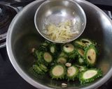 A picture of step 1 of Crispy Karela roundels.