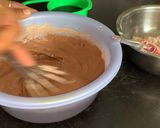 A picture of step 4 of Eggless Chocolate cake.