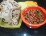 A picture of step 6 of Carrom Seeds Paratha with black chana chaat.