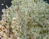 A picture of step 6 of Greenish rice n beans.