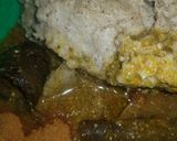 A picture of step 4 of Tuwon gero and dried okoro with pommoh.