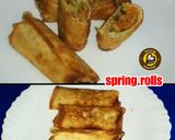 A picture of step 8 of Veg Spring Rolls with homemade sheets and sauce.