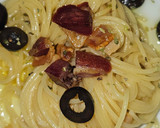 Foto del paso 7 de la receta: Spaguetini con ajoaceite, cayenas y tocineta