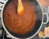 A picture of step 5 of Thai Pumpkin Chicken red curry.