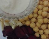 A picture of step 2 of Roasted beetroot and garlic hummus with olive oil toasted bread.