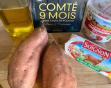 Une image de l'étape 1 de Patate douce rôtie au four, farcie au chèvre et comté.