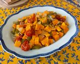 Une image de l'étape 14 de Patate douce au poivron vert et tomates sauce fruitée.