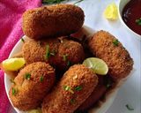 A picture of step 15 of Green garlic pulao croquettes in Spanish style.