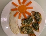 รูปขั้นตอนการทำที่ 3 ของ แซนวิชเห็ดทรัฟเฟิลใส่ผักโขม+อกไก่สับ
