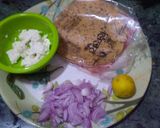 A picture of step 1 of Papad cone chaat.