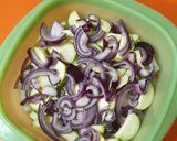 A picture of step 1 of Zucchini and Red Onion Tortilla, Juicy and Light.