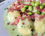 Foto del paso 6 de la receta: Gnocchi relleno de queso, con jamón y salsa edamame