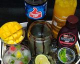 A picture of step 1 of Butterscotch mango mojito.