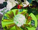 A picture of step 5 of Keema bari mrchay.