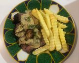 Foto langkah ke 7 dari resep Aus wagyu steak with mushroom sauce.