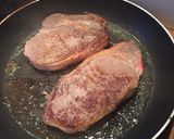 A picture of step 5 of Steak and chips (sweet potato version!).