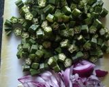 A picture of step 2 of Chatpati pyaji bhindi.