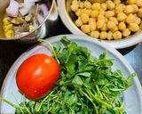 A picture of step 1 of Methi Aloo Chole (Chickpeas with Fenugreek & Potato).