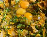 Foto del paso 4 de la receta: Tarta de zapallo, boniato, pollo y perejil