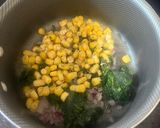A picture of step 1 of Spinach corn sandwich.