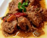 A picture of step 5 of Pork Sauté with Wine and Peppers.