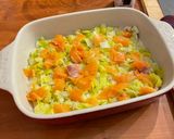 Une image de l'étape 5 de Gratin de ravioles du Dauphiné poireaux saumon.