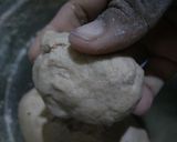 A picture of step 2 of Litti choka with coriander chutney.