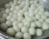 A picture of step 2 of Kara kozhukattai (rice balls).