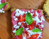 A picture of step 17 of Beetroot Hummus Breakfast Toast.
