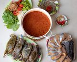 Hình bước làm 1 của món Lẩu thái chua cay (cá tầm, ghẹ, tôm)